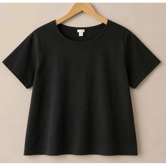 Chico's Tops - Chico's Size 1 Medium Black 100% Cotton T-Shirt Short Sleeve Crew Neck Casual